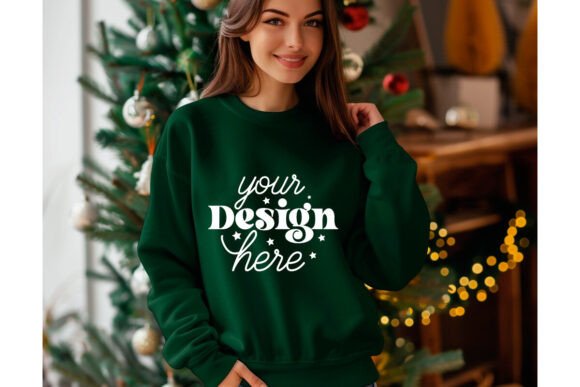 Christmas Forest Green Shirt Mockup 71: Graphics & Product Mockups