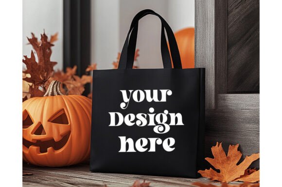 Halloween Black Tote Bag Mockup 14: Essential Graphics for Product Mockups