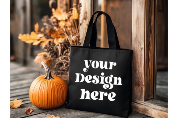 Halloween Black Tote Bag Mockup 19: Graphics & Product Mockups