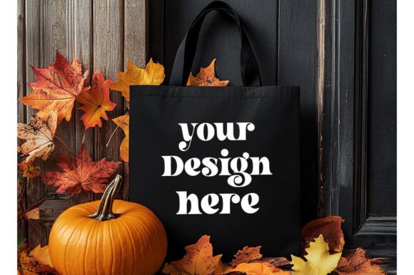 Halloween Black Tote Bag Mockup 3: Graphics & Product Mockups