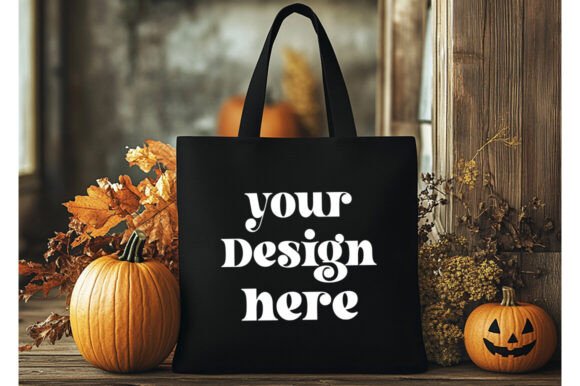 Halloween Black Tote Bag Mockup 4: Graphics & Product Mockups
