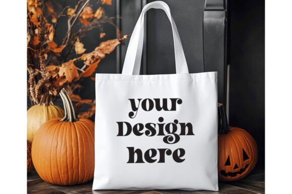 Halloween White Tote Bag Mockup 5: Graphics & Product Mockups