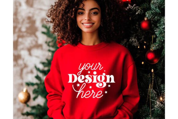 Red Christmas Sweater Mockup 54: Graphics & Product Mockups