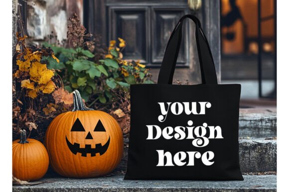 Reviewing Halloween Black Tote Bag Mockup 15 for Stitchers