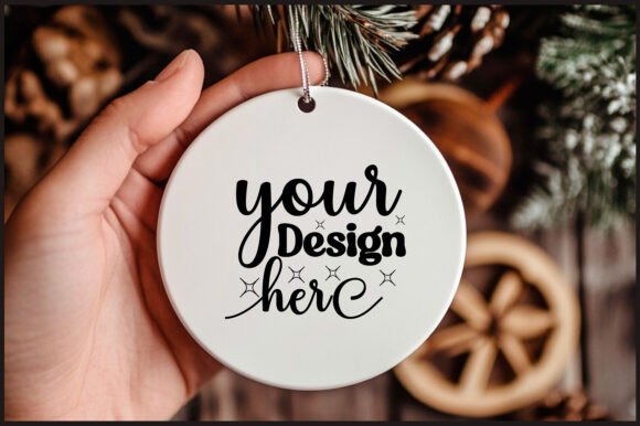 Round Christmas Ornament Mockup 151: Graphics for Product Mockups